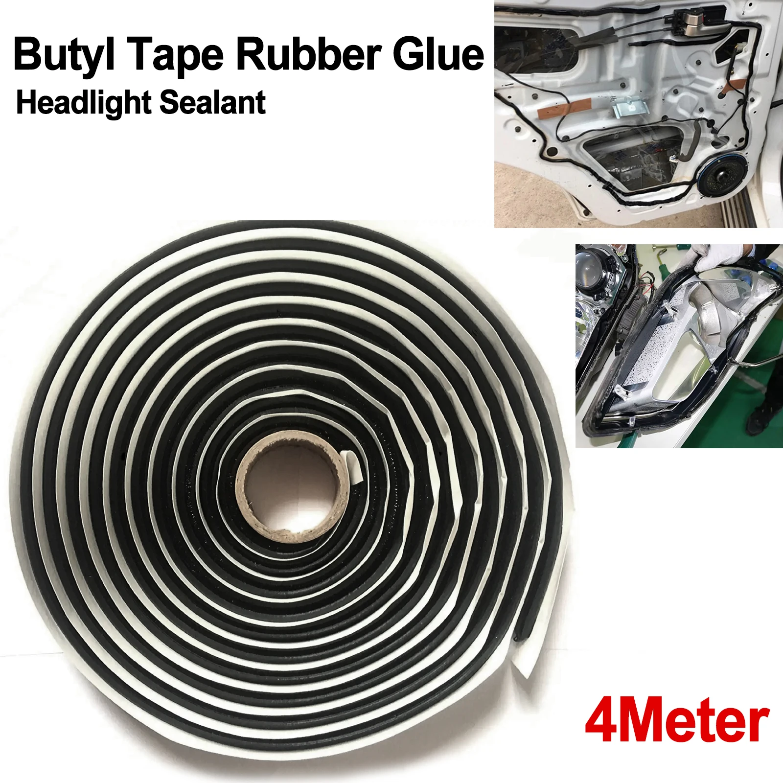 

4M Universal Butyl Rubber Glue Headlight Sealant Retrofit Reseal Hid Headlamps Taillight Shield Glue Tapes Car Door Seal Strip