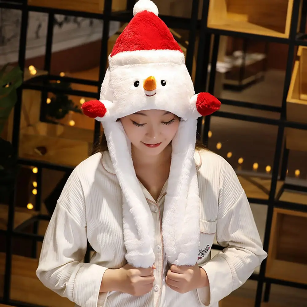 

Funny Lamb Plush Ear Protection Cartoon Santa Claus Elk Christmas Airbag Cap Bomber Hat Women Winter Cap Ears Movable Hat