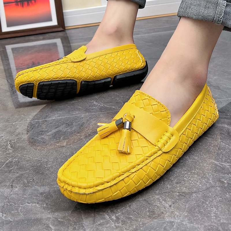 YRZL Designer Leather Casual Shoes for Men High Quality Fashion Man's Loafers Flats Hot Sale Driving Shoes Comfortable Footwear