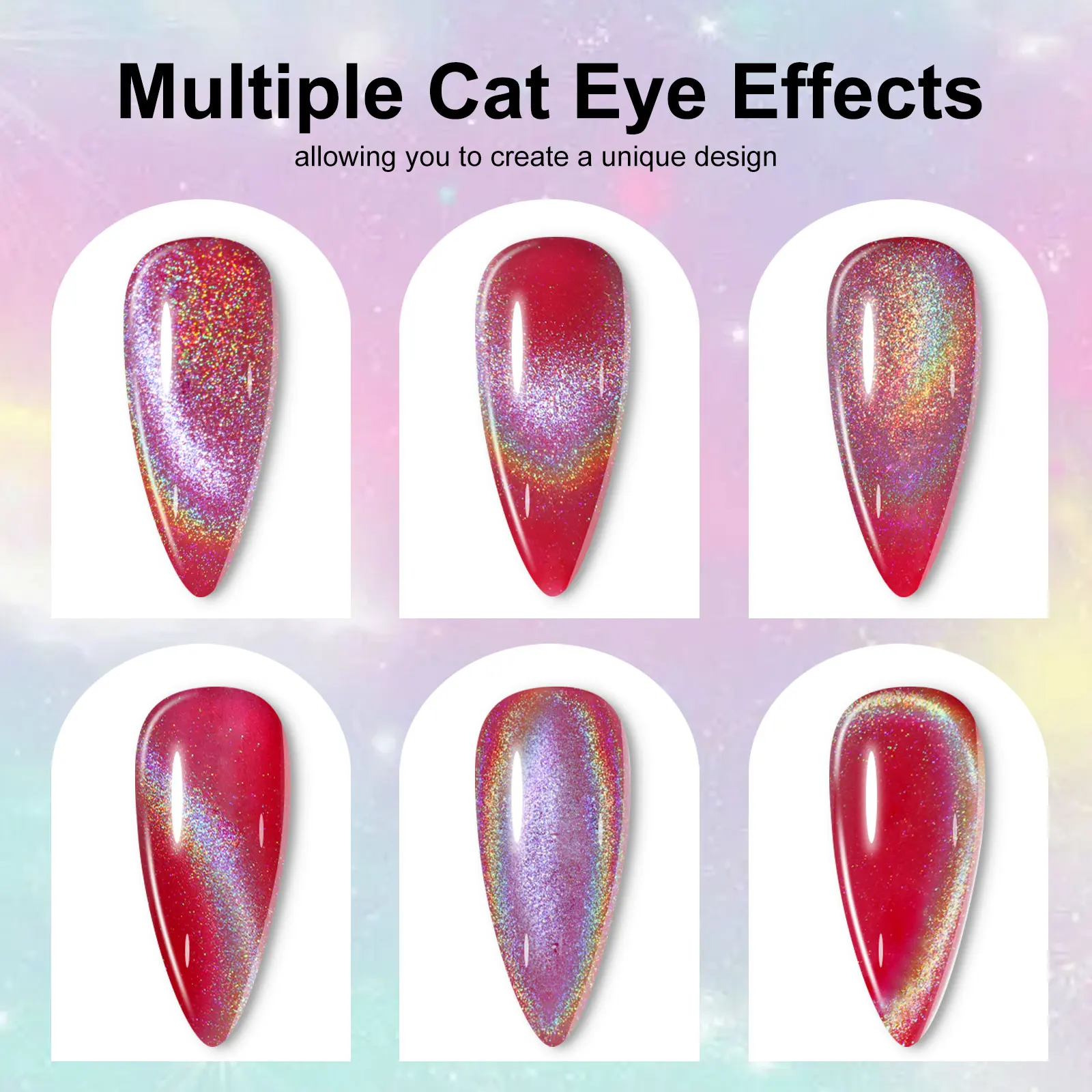LIMEGIRL Colorful Cat Eye Magnetic UV Gel Nail Polish Set Nail Art Glitter Gel Varnish Semi-Permanent Soaking UV Gel Varnish 5