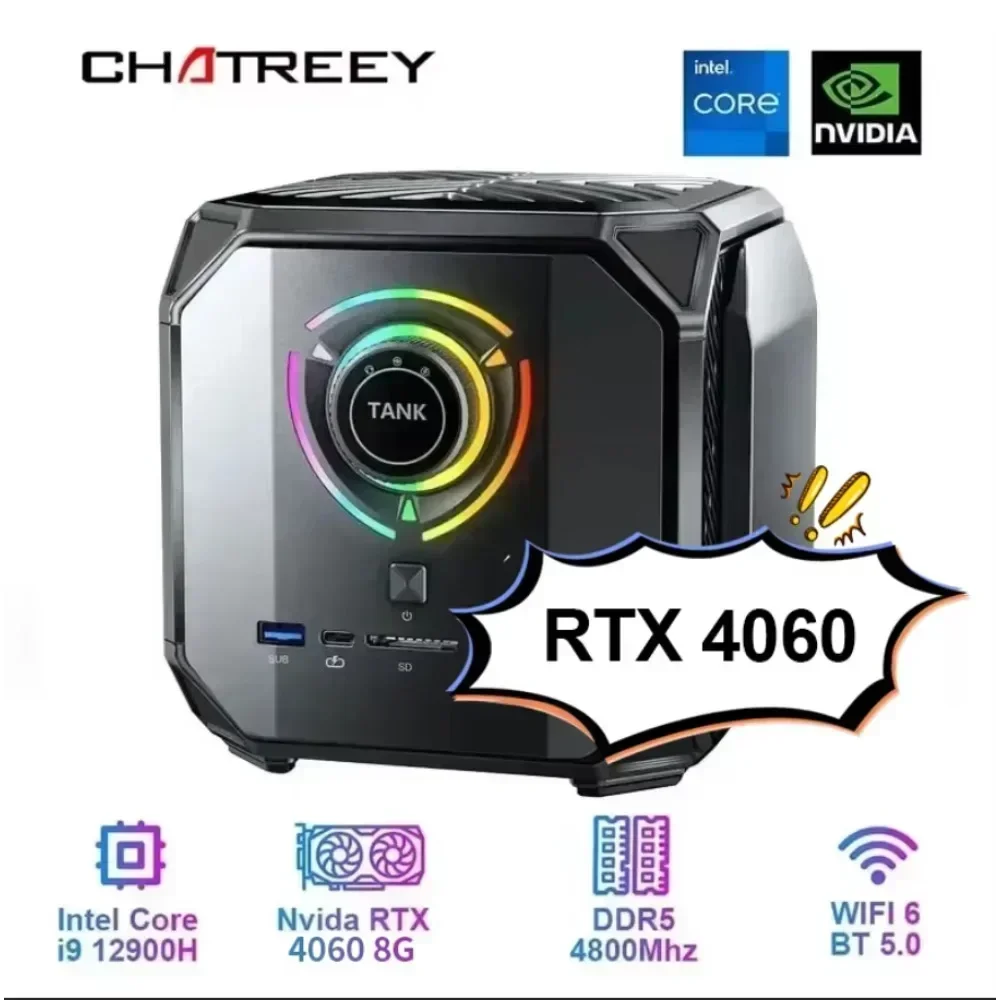 Chatreey TANK Mini PC Nvidia 3080 16G Intel Core I9 12900H I7