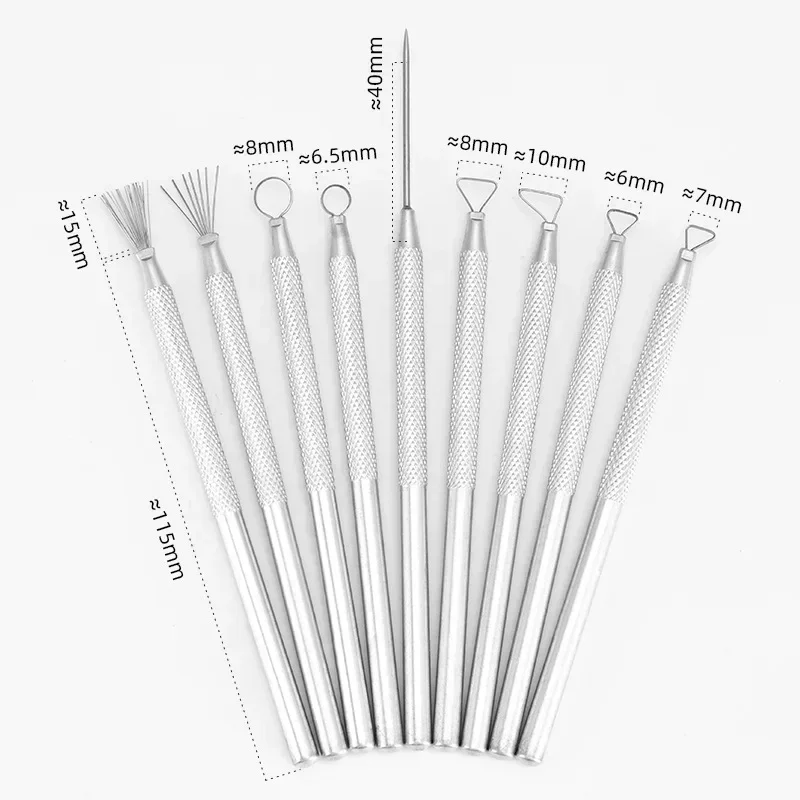 Metallo + legno taglierina per filo piatto con manico spesso set di strumenti per scolpire ceramica di argilla, confezione da 10 Metallo + legno taglierina per filo piatto con manico spesso set di strumenti per scolpire ceramica di argilla, confezione da 10
