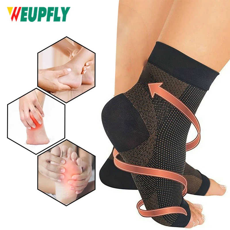 1 Pair Copper Compression Recovery Foot Sleeves for Men & Women