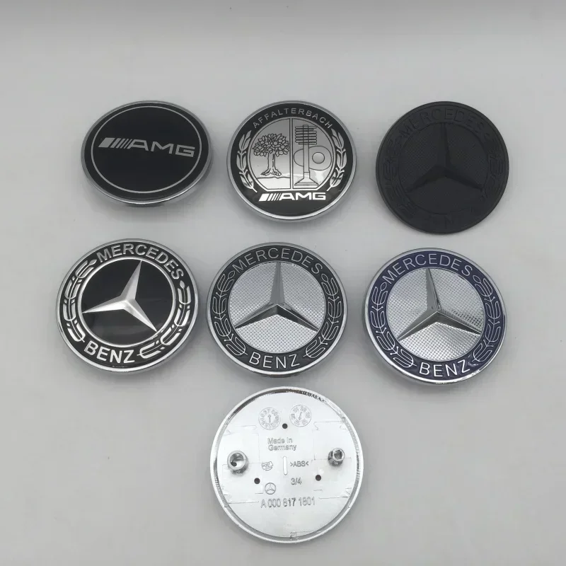 1개의 57mm AMG용 3D ABS 엠블럼, 2핀, 자동차 앞 후드용 접착식 데칼, 장 스티커, 액세서리