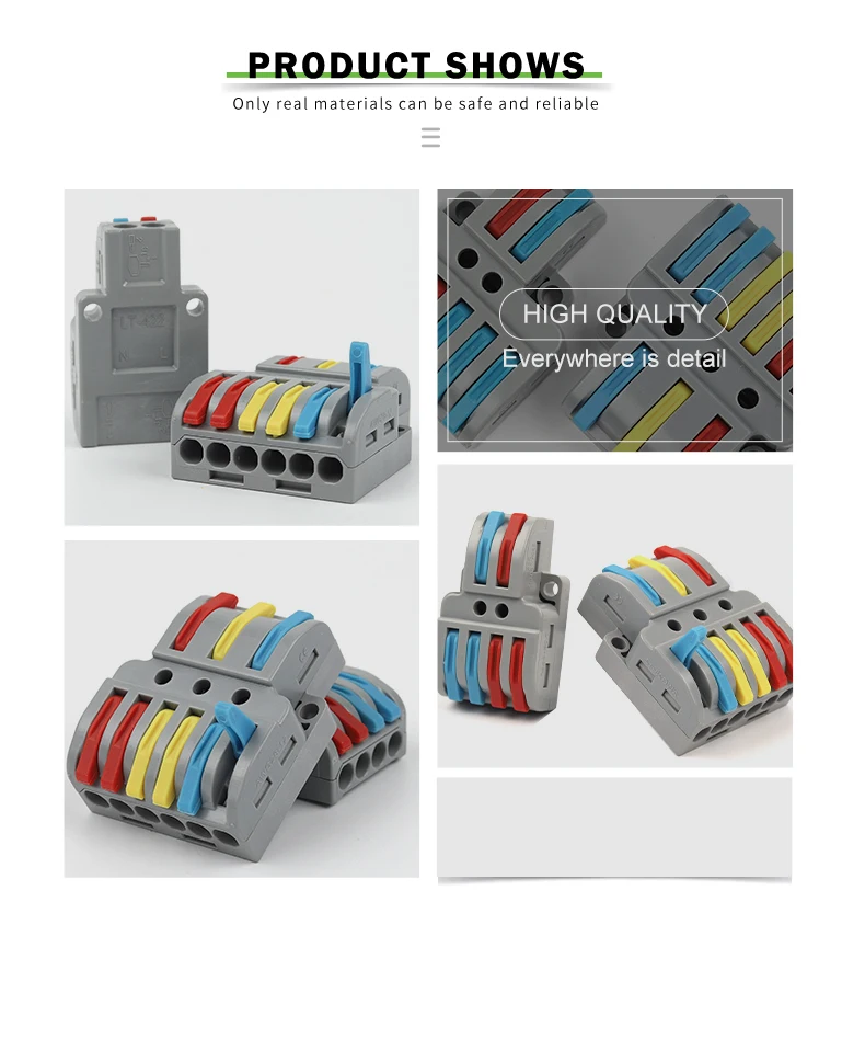 Description Picture 6 of item5PCS Wire Connector Multicolour Lever Push-in Electrical Cable Home Connectors LED Junction Box Universal Compact Terminal Block