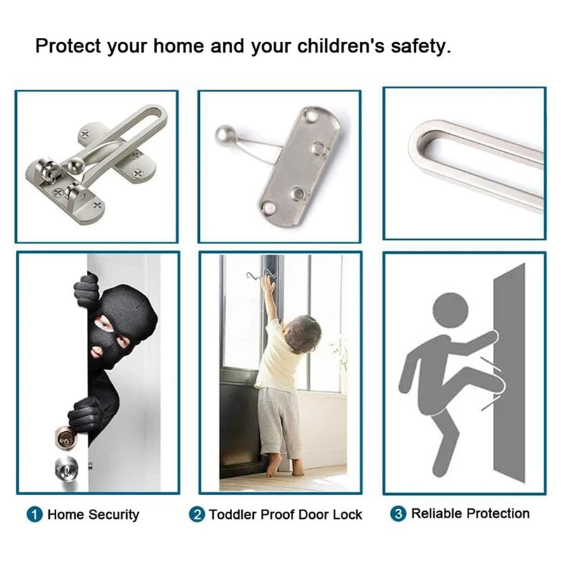 T69C Home Security Door Locks Children's Room Door Locks Security Buckle Thickened Solid Zinc Alloy Night Lock