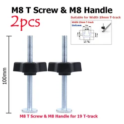 Premium Aluminum Alloy Miter Track T-slot for Woodworking and DIY Projects (2pcs T Screw Handle)