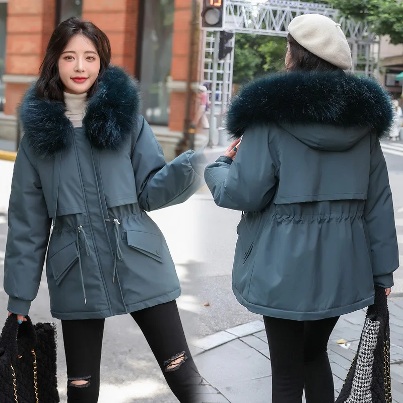 Winter New Thickened Warm Drawstring Down Padded Jacket Women Waist-slim Warm Student Padded Jacket Fashion Clothes