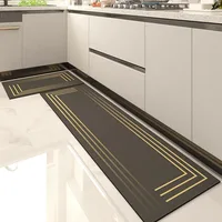 Kitchen Floor Mat Pvc Leather Waterproof Carpet Anti-slip Oil-proof Foot Mats Long Strip Rug Modern Style Home Decoration Rugs 1
