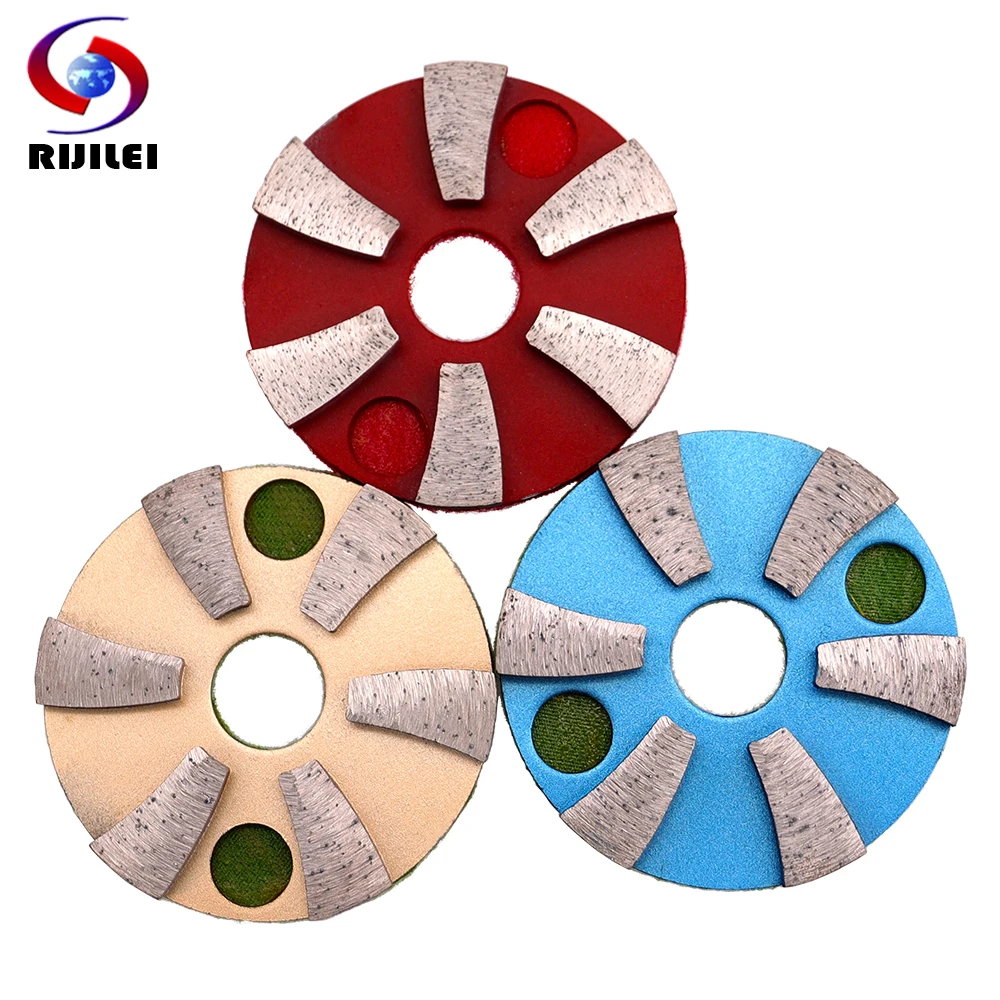 RIJILEI  3PCS/Lot 3 Inch Metal Diamond Polishing Pads 80mm Grinding Disc for Marble Granite and Concrete Floor 3JKP6 3pcs woodworking ruler high accuracy pocket ruler metal slide rule inch