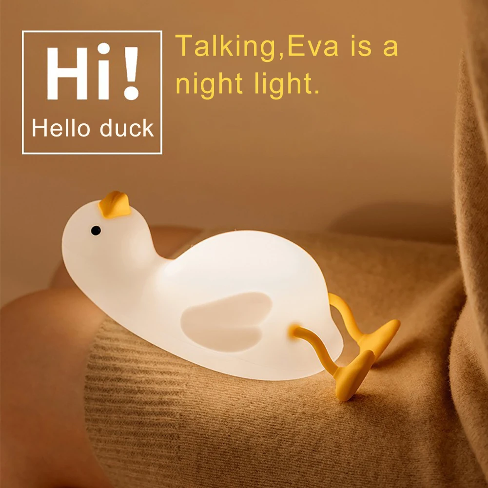 Led Children Night Light Rechargeable Silicone Squishy Duck Lamp Child Holiday Gift Sleeping Creative Bedroom Desktop Decor Lamp