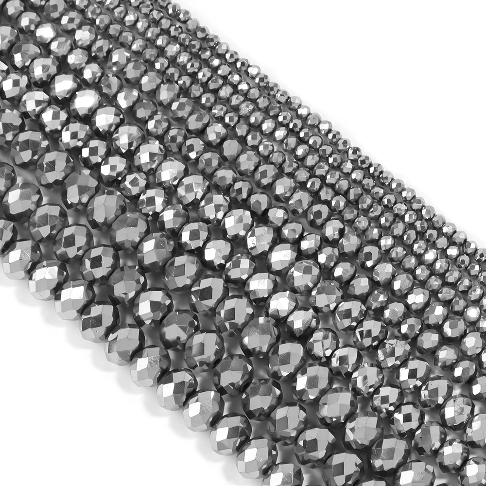 Round Faceted Colorful Glass Beads for Jewelry Making and DIY Projects