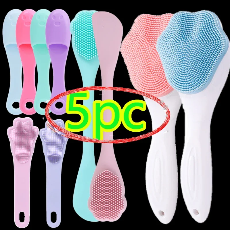 Silicone Facial Cleansing Brush 2 in 1 Face Mask Brush & Face Scrubber For Exfoliating Massaging Remove Blackhead facial cleansing brush facial mask brush facial cleanser massager