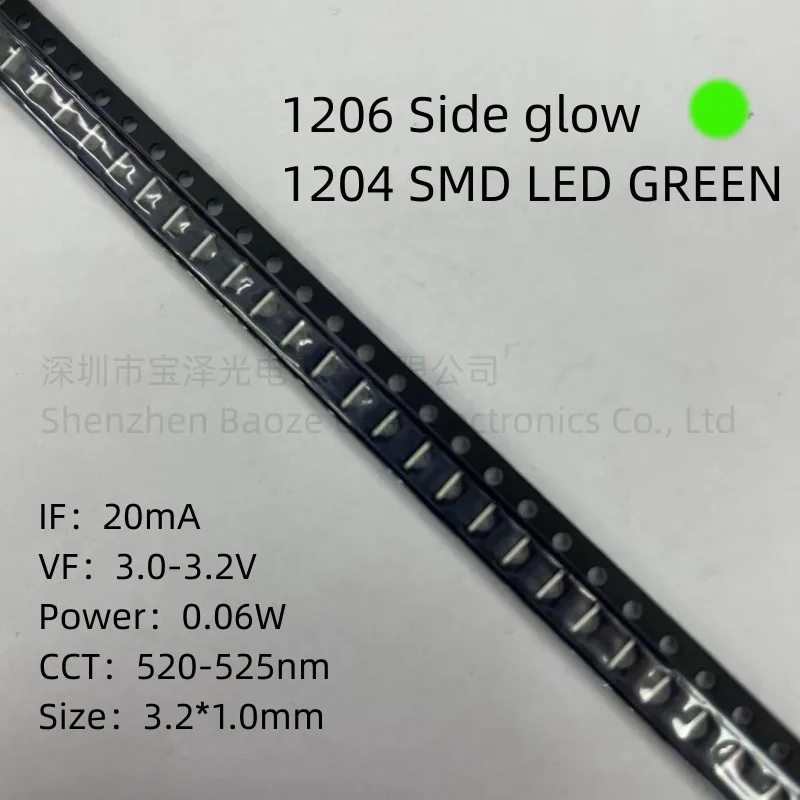 1204 Smd Led Verde 3.2*1.0Mm Perline Per Lampade Di Alta Qualità Ad Alta Luminosità 1206 Luminescenza Laterale