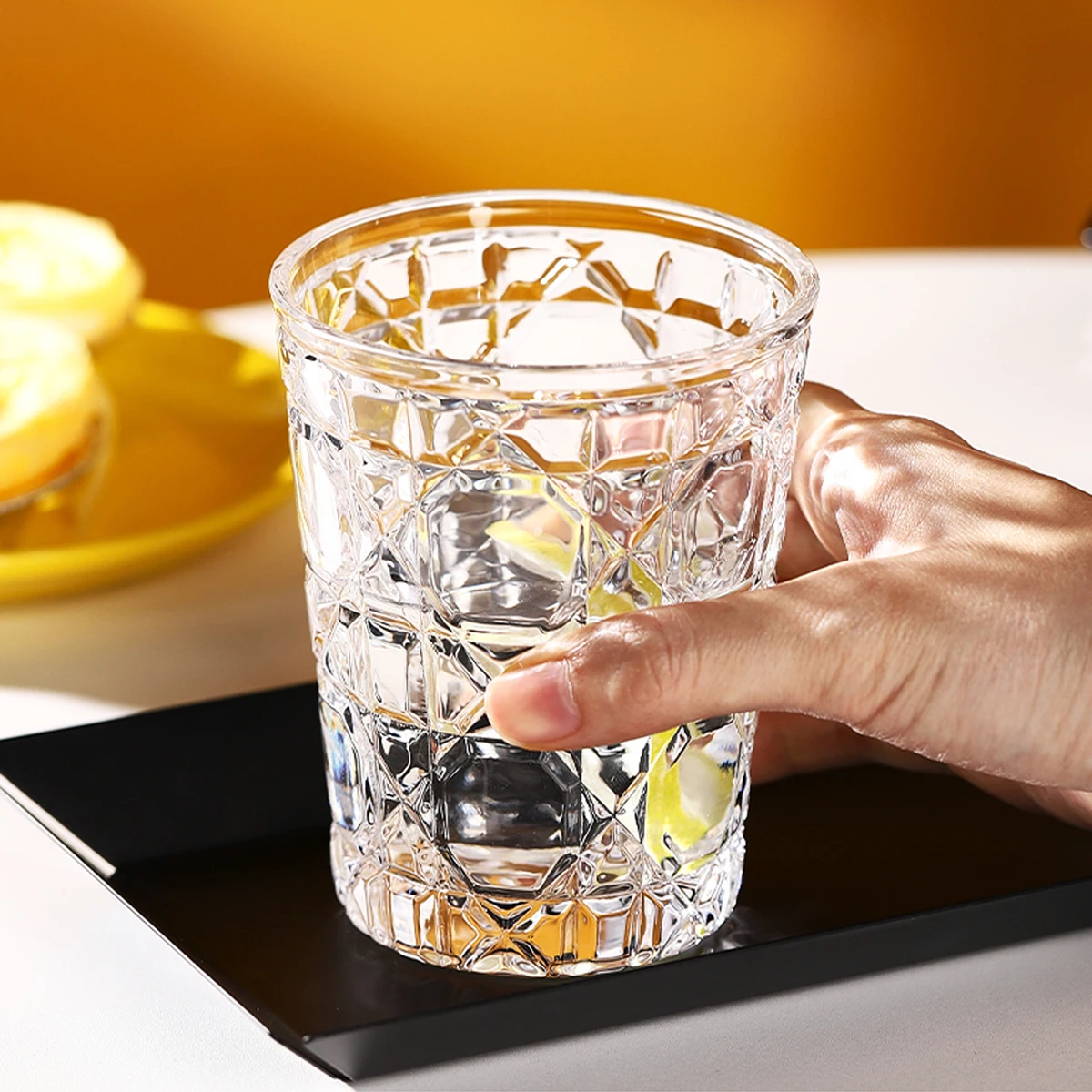 Description Picture 6 of item1pc 320ml Crystal Whisky Glass Cup Plaid Handmade Engraving Colorful Brandy Wine Glass Spirit Glass Tumbler