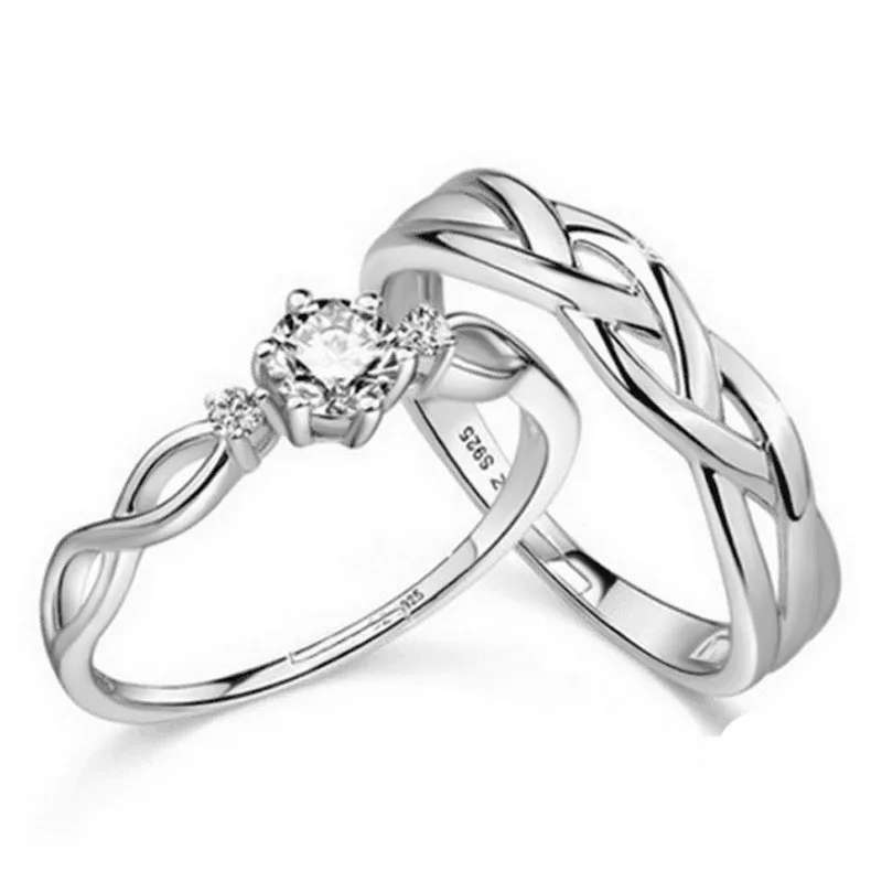 Ring Zircon Couple Ring Vashiria Fashion silver color Jewelry Romantic Infinity Endless love Imperial Cross Lover 2 Pcs zircon rings couple rings cross rings