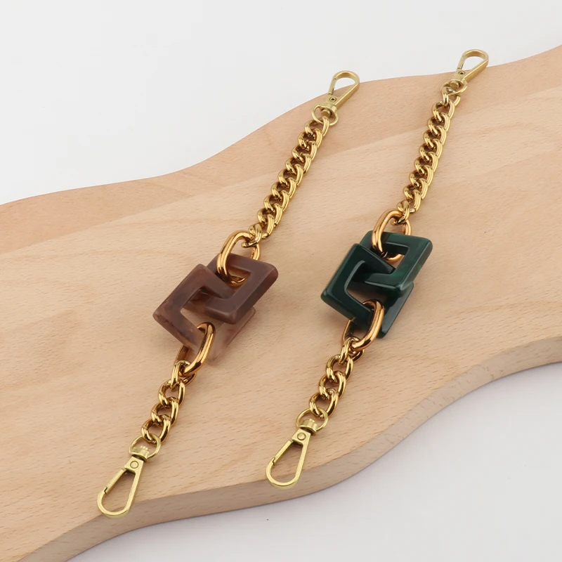 Fashion ladies handbag accessory chain shoulder bag with a chic resin chain with DIY disassembling oblique bag decoration