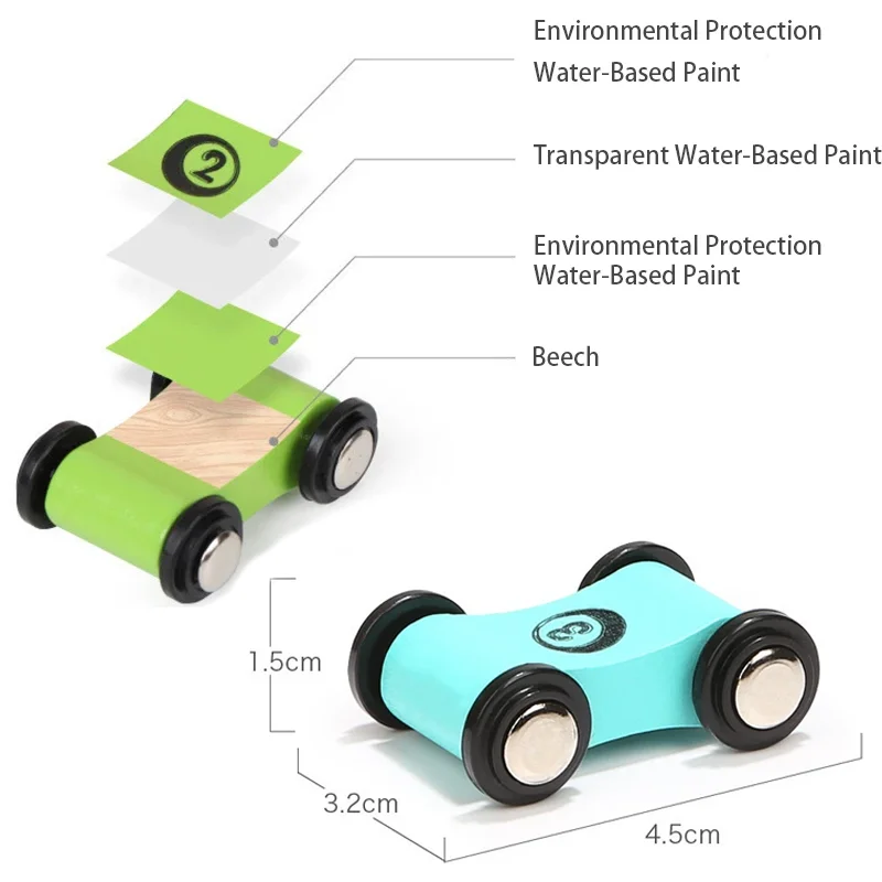 Children Wooden Gliding Car Toys Ramp Race Mini Slide Track Car Games Replacement Car Colorful Fun Model Vehicle Toys for Boys