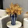 Gold-plated Stripes General Tank Porcelain Ginger Jar Creative Vase Flowers Arrangement Dresser Table Jewelry Cosmetic Container 3