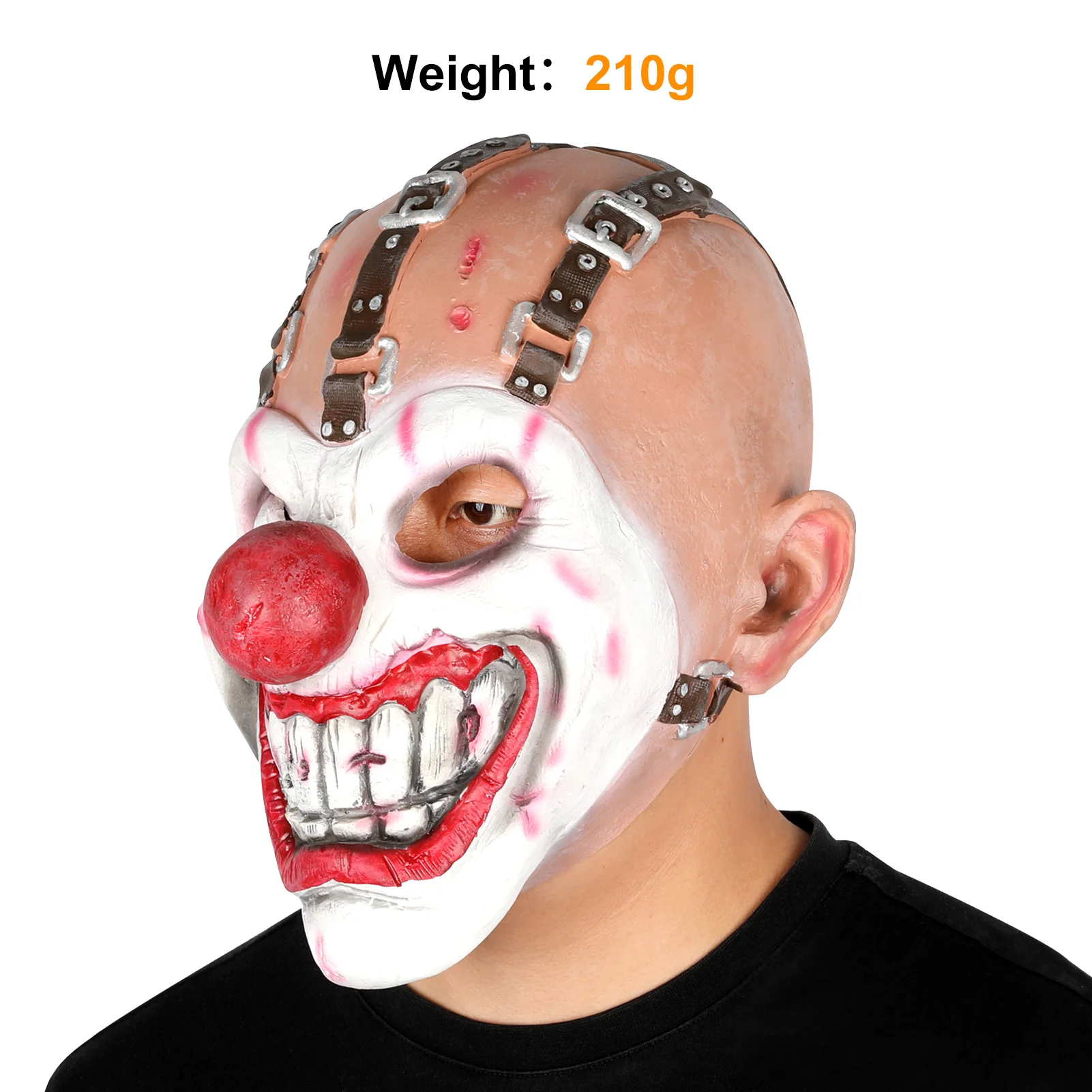 Horror Clown Mask Cosplay Creepy Joker Scary Latex Helmet Full Face Headwear Halloween Masquerade Party Costume Prop