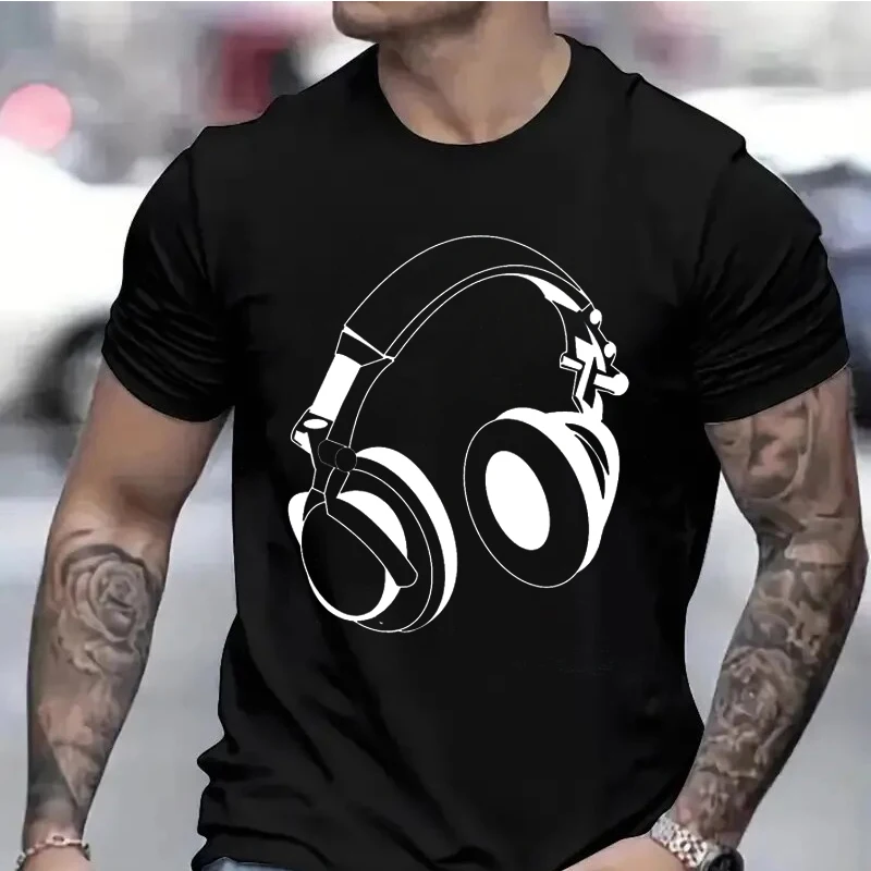 

T Shirts for Men Headphones Graphic Tee Unisex Mens T Shirt Music DJ Graphic T-shirts Gift T Shirt Clothing for Husband Clothes