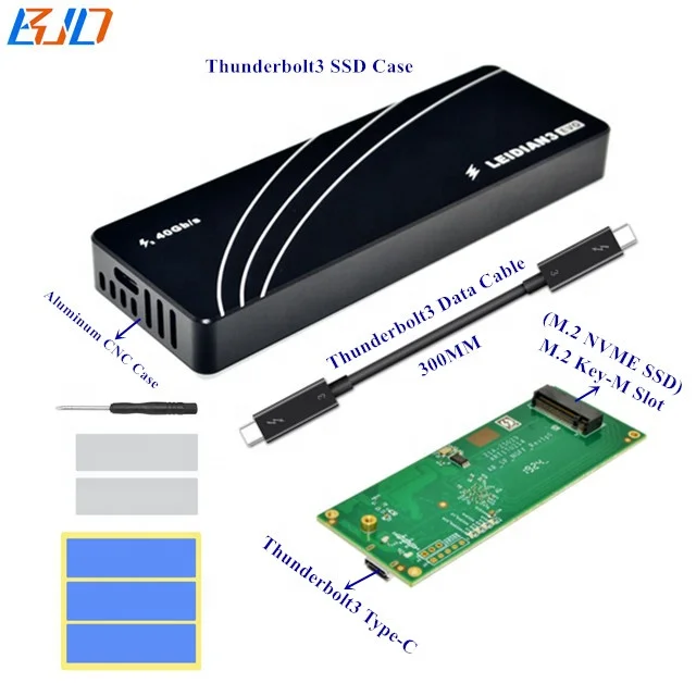 40Gbps Nvme M.2 Thunderbolt3 Hard Disk Box Tipo-C Interfaccia Gen3 Thunderbolt 3 Ssd Mobile Hard Disk Case Con Cavo Dati 0.3M