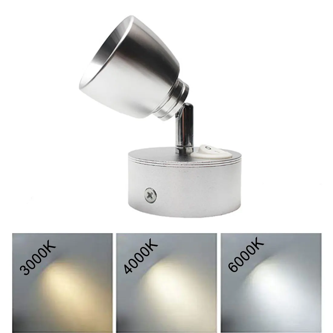 DC12V 3W 6000K 4000K 3000K LED 워시 독서 등 RV 침대 옆 램프 캐러밴 트레일러 보트 보트 홈 캠프 인테리어 벽 조명