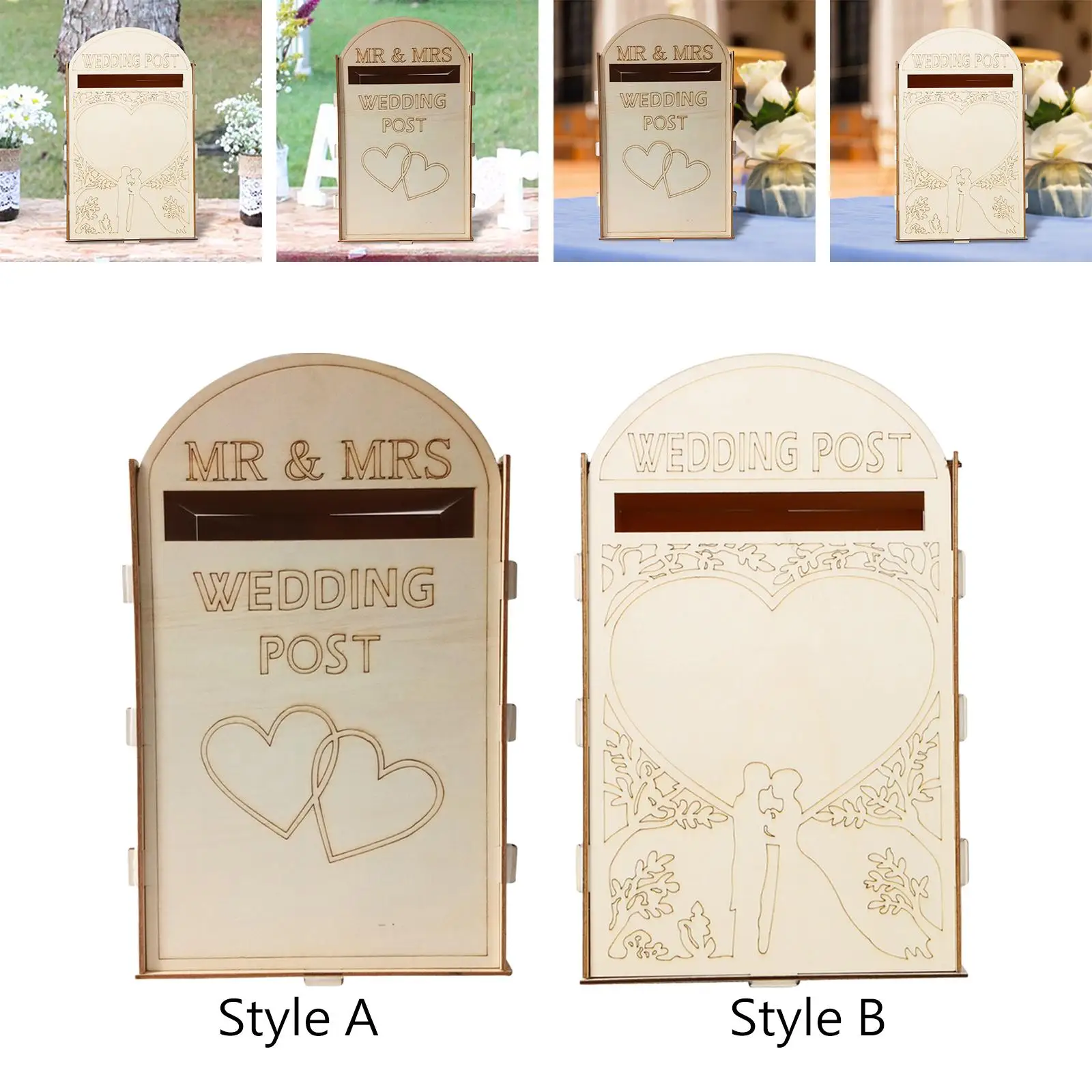 Wedding Card Box Wooden Rustic Wedding Decor Envelope Box Post Letterbox Bridal Shower Reception Party