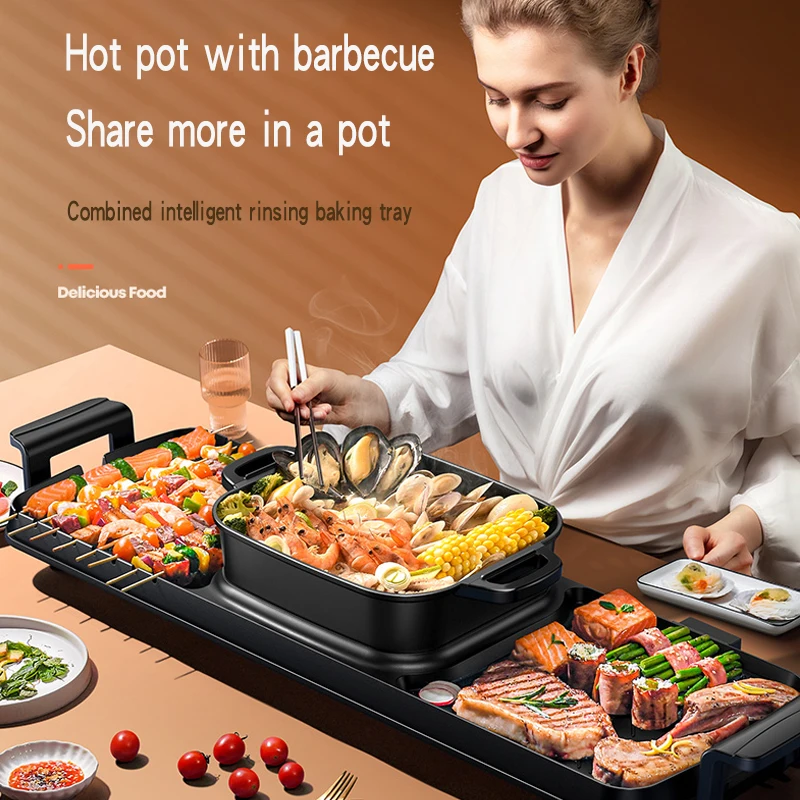 electric-oven-household-korean-hot-pot-instant-boiled-roasted-integrated-pot-multi-functional-indoor-barbecue-machine-fish-pan