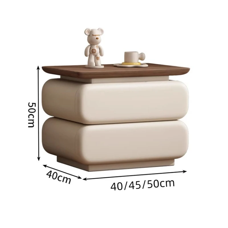 Cream Style Bedside Table Space Saving Design Trendy Simple Nightstands Storage Drawers Mesita De Noche Bedroom Furniture 2