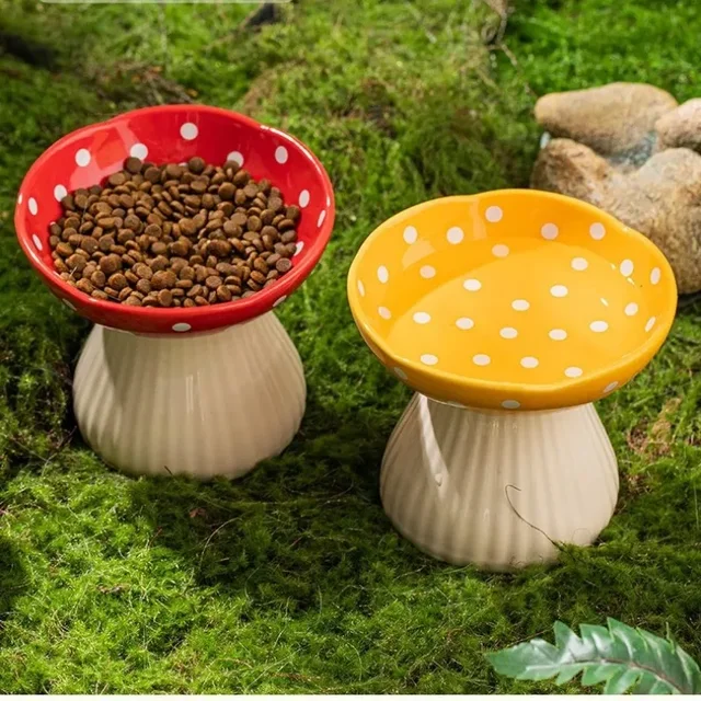 Mushroom Bowl Pet Cat Feeding Bowl Resin Home Decoration Outdoor Statues Crafts Ornaments Cat Water Feeding Neck Protection Bowl 2
