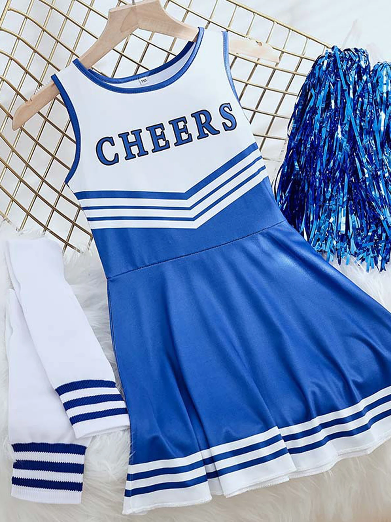 Children's Team Cheerleading Uniforms Girls Summer Sports Sleeveless Dresses Kids Fashionable Cheer Uniforms Skirts Cool