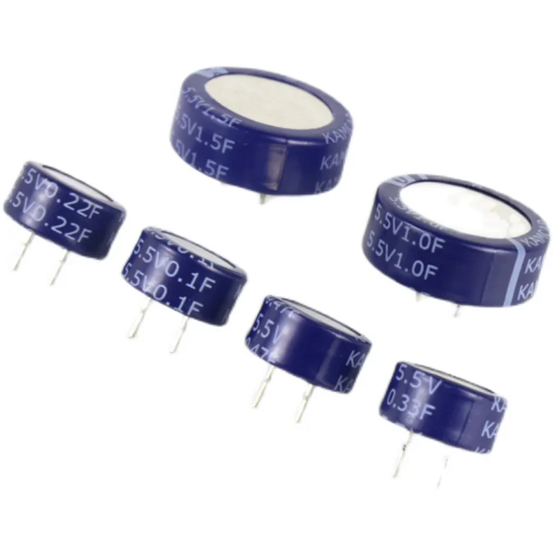 Condensatore Super 2 Pezzi 5.5V 0,1 F 0,22 F 0,33 F 0,47 F/5.5V 1F 5.5V 1,5 F Condensatore Farad Stile C, Supercondensatore