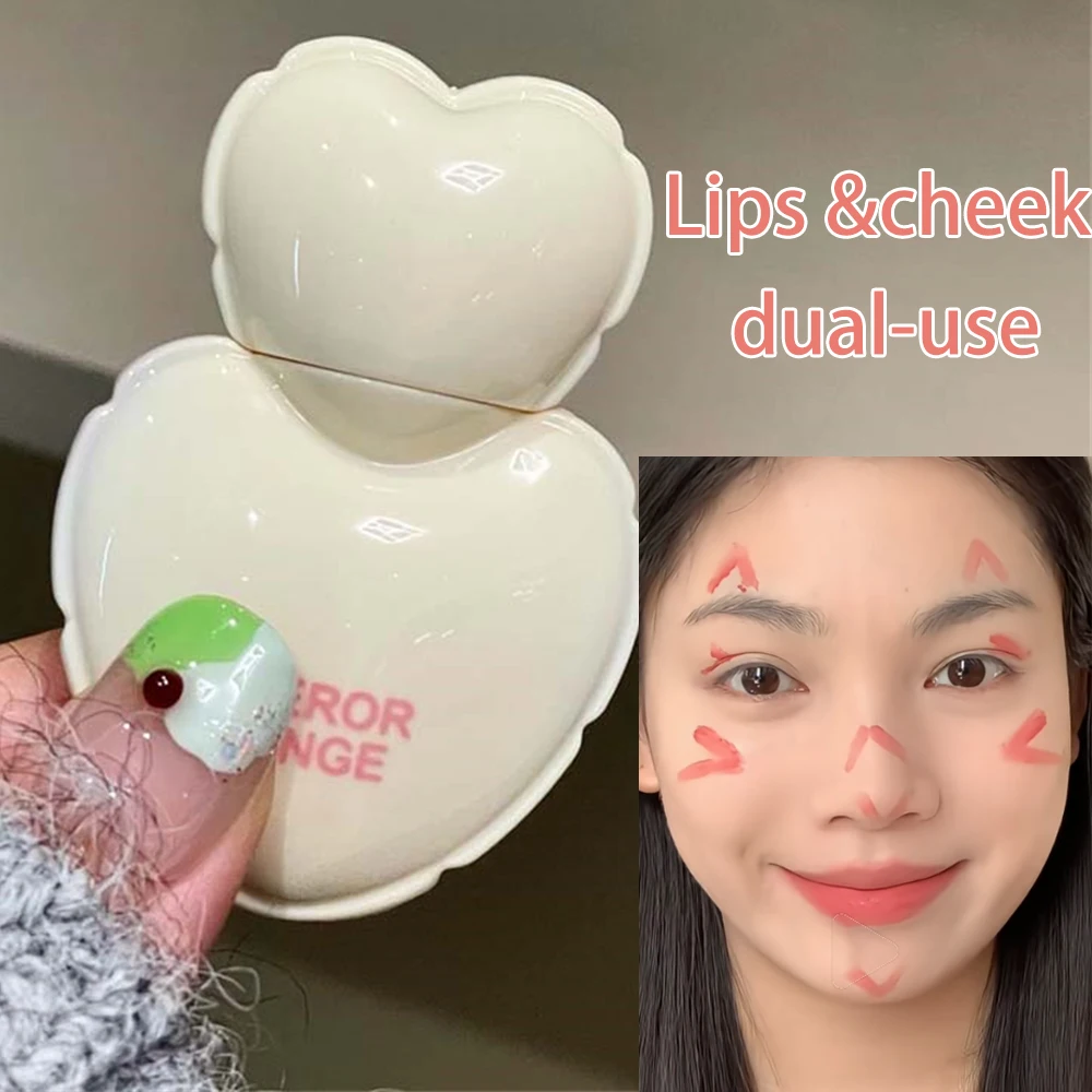 Love Shape Juicy Mirror Glossy Lip Stain Tulip Pink Shine Tint Non-Sticky Lasting Lip&Cheek 2-in-1 Lip Gloss Beauty Makeup Gift