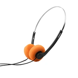 Retro Wired Over - Ear Headphones with Adjustable Headband & 3.5mm Jack (Orange)