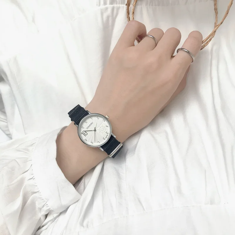 

Simple Number Gear Dial Design Ladies Quartz Wristwatches Casual Pink Nylon Strap Woman Watch New Stripe Women Watches Hours