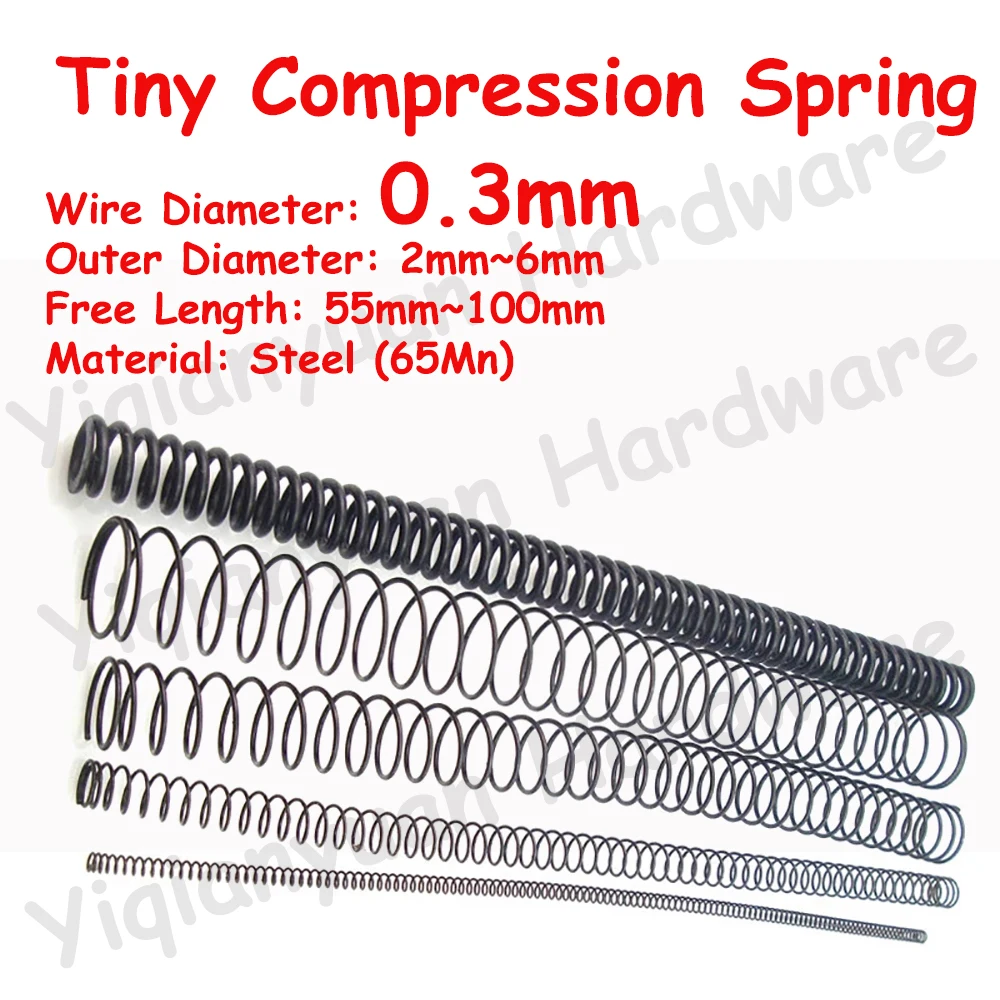 

5Pcs Wire Diameter 0.3mm Cylidrical Coil Compression Spring Rotor Return Compressed Spring Release Pressure Spring Steel 65Mn