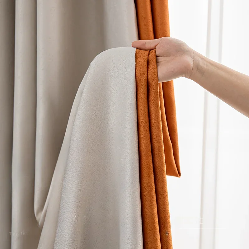 

Custom Size Precision Curtain Light Luxury Wabi Sabi Color Sun Protection High Shading Living Room Bedroom Finished Curtain1pc