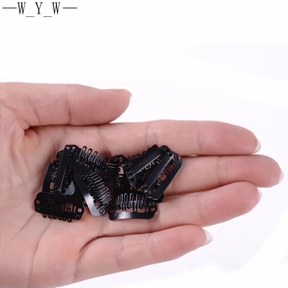 100Pcs 24mm U-shaped 6-tooth Metal Hair Extension clip wig clip for style human hair extension tool accessories