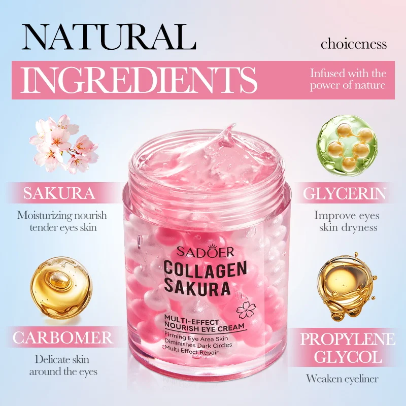 SADOER Sakura Eye Cream Anti Dark Circles Wrinkles Moisturizing Hydrating Anti-aging Creams Eyes Skin Care