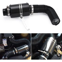 1 Set Universal Car 3 inch Carbon Fibre Cold Air Filter Feed Enclosed Intake Induction Pipe Hose Kit Universal