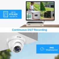Système de caméra de sécurité ZOSI 1080P H.265+, kit DVR filaire 8 canaux, 2MP, vision nocturne IR, détection de mouvement, ensemble de vidéosurveillance 6