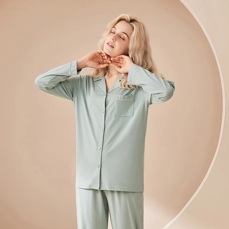 2024 High Quality Pajamas  2Pcs Set Lounge Bedgown for Ladies And Men Pijamas Mujer Home Clothes PJs Pure  Modal Solid Color
