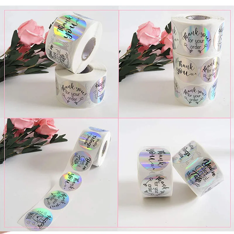 New Thank You Stickers 100-500PCS for Business Merci Packaging Stickers Pack Small Rolling Roll Home Made Lables thank you stickers