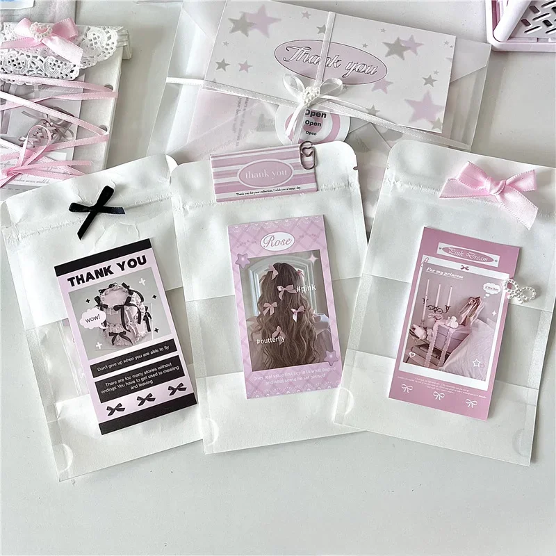 10pcs White kraft Paper Bags Star Photo Cards Packaging Storage Gift Wrapping Jewelry Packing Pouches Envelopes