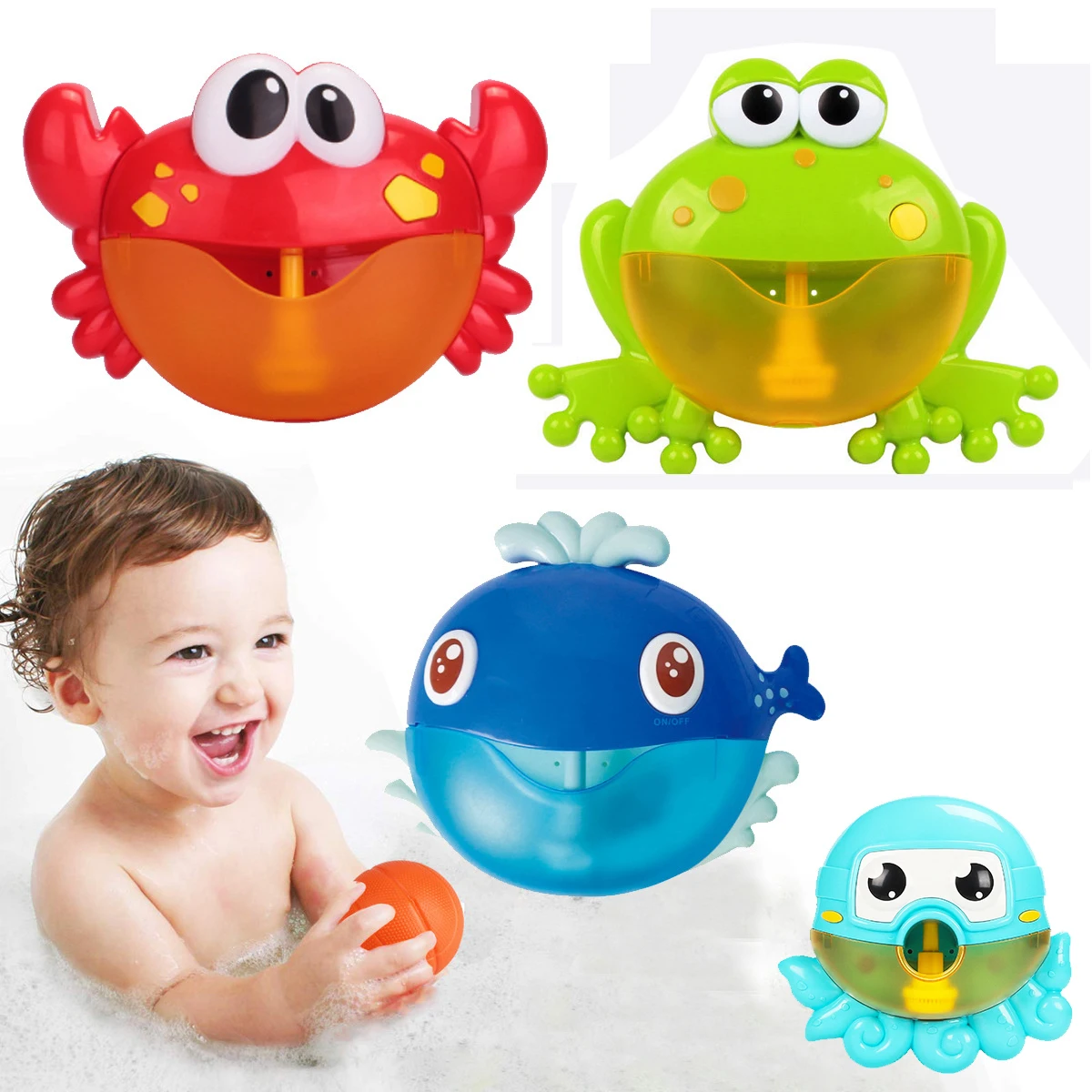 Baby Kids Bath Toys Frog Automatic Bubble Machine Bubble Maker Blower Music 