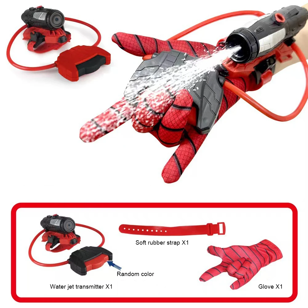 SpiderMan Water Gun Hero Launcher Spider Wrist Launcher Manual Press Burst Water Gun with Gloves Children's Birthday Gift Toys water squirting toy water play toys