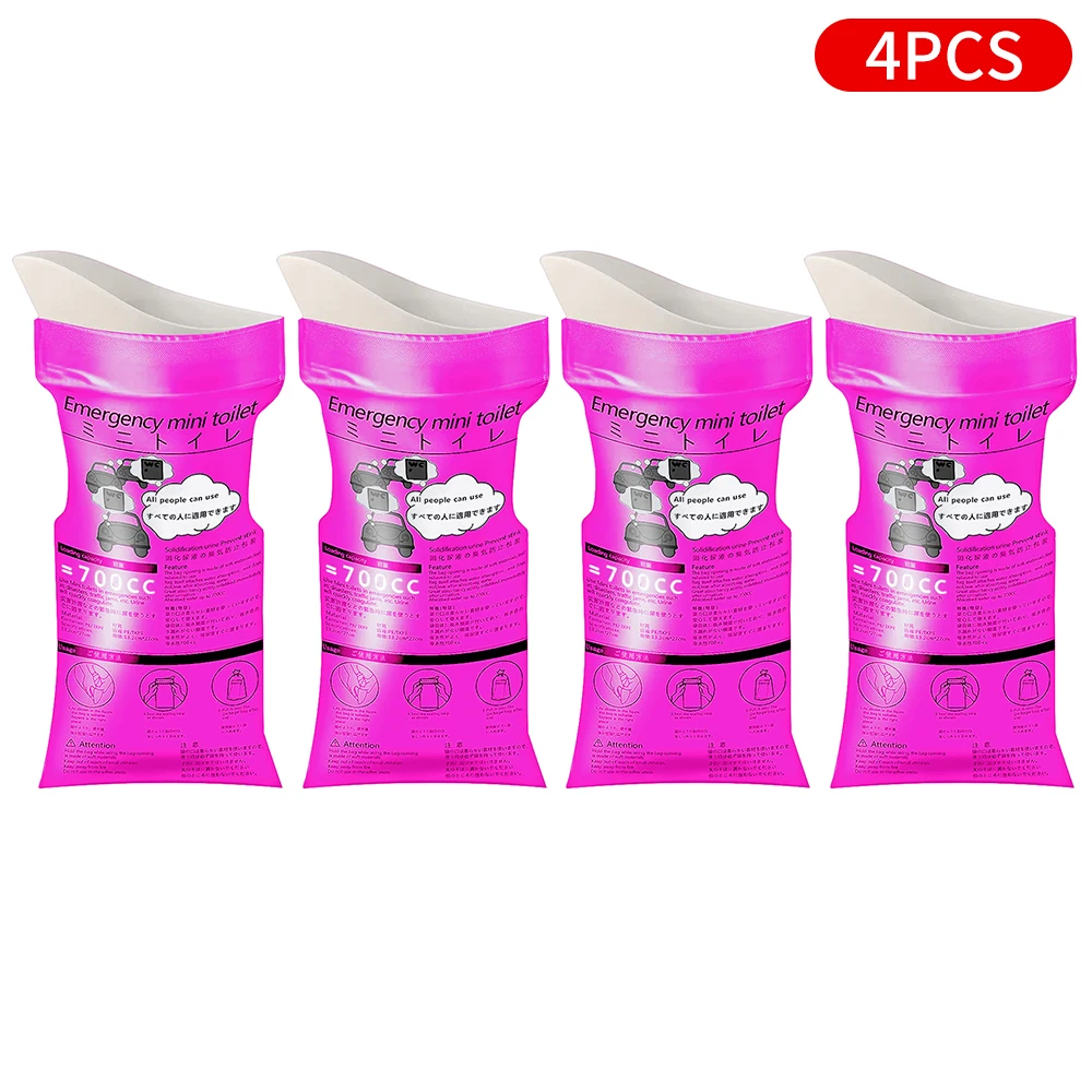 Sacs d'urine jetables, sacs pipi portables, Pack de 4, 700ML, urinoir de  voyage, grande capacité pour les déplacements, urgence - AliExpress