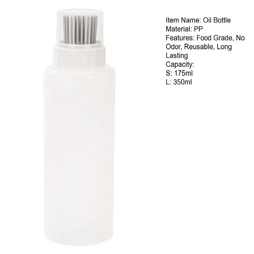 1 Pc Transparent Oil Bottle With Scale Flexible Bristle Design Food Grade BPA Free Oil Container Grilling Silicone Frying Tool