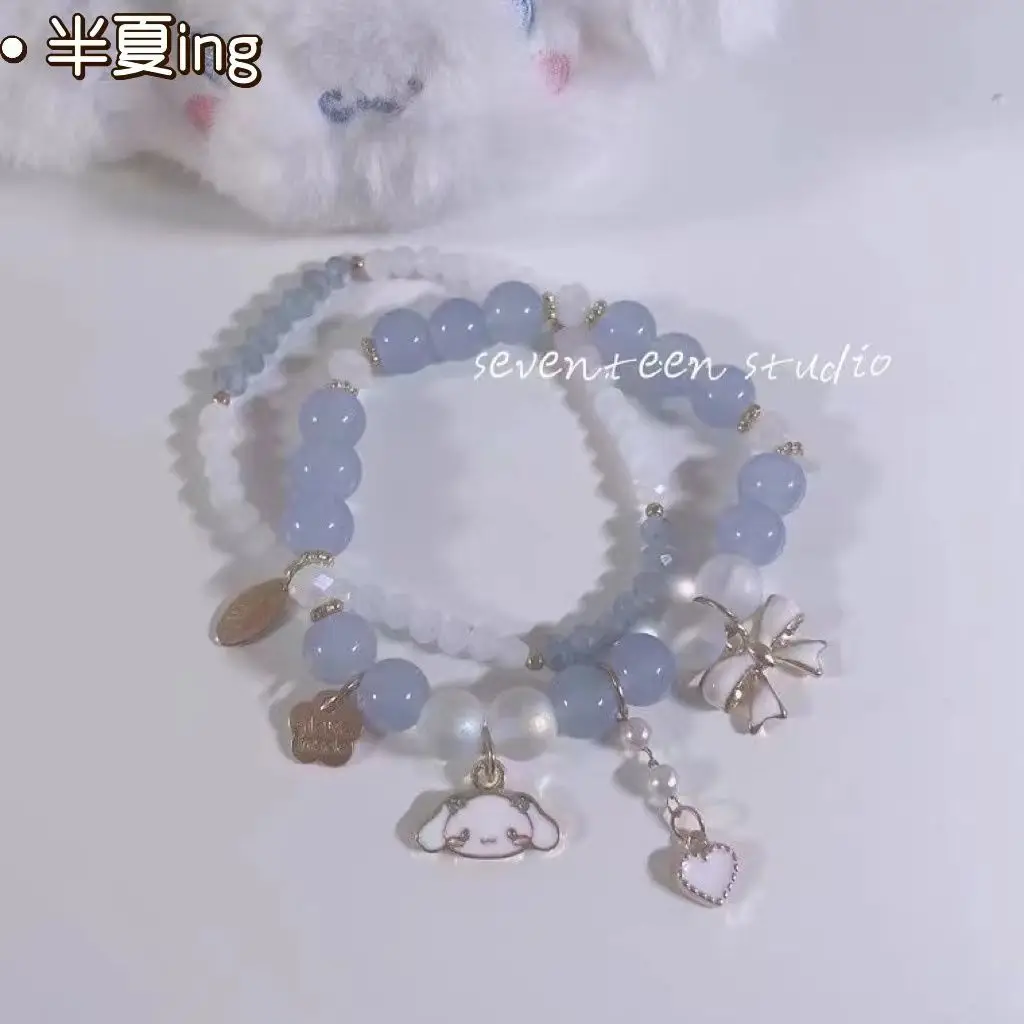 TAKARA TOMY 2022 New Cartoon Hello Kitty Beaded Crystal Bracelet Cute Sweet Girlfriend Gift 6